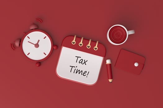 Tax Day Reminder Concept. 3d illustration submit tax by online concept, online tax payment and report. Business income.