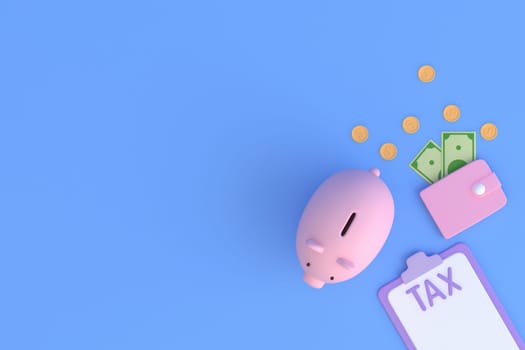 Tax Day Reminder Concept. 3d illustration submit tax by online concept, online tax payment and report. Business income.