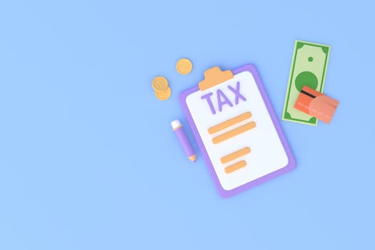 Tax Day Reminder Concept. 3d illustration submit tax by online concept, online tax payment and report. Business income.