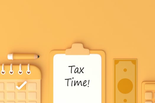 Tax Day Reminder Concept. 3d illustration submit tax by online concept, online tax payment and report. Business income.