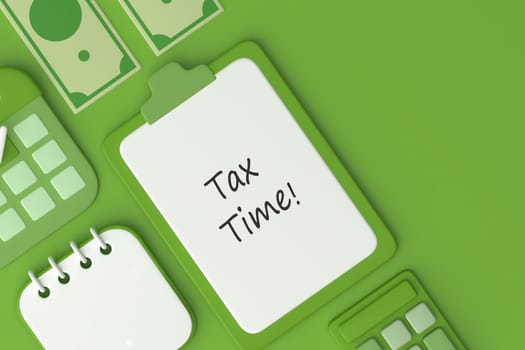 Tax Day Reminder Concept. 3d illustration submit tax by online concept, online tax payment and report. Business income.