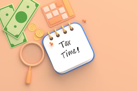Tax Day Reminder Concept. 3d illustration submit tax by online concept, online tax payment and report. Business income.
