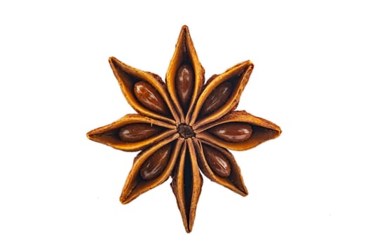 Macro shot from one Anise ingredient in detail isolated over white background.