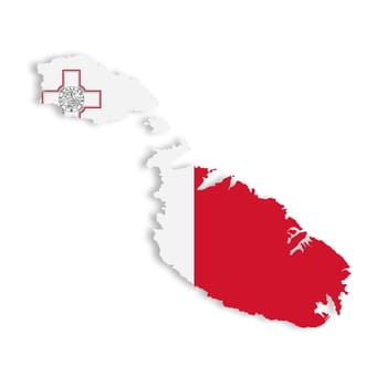 A Malta map on white background with clipping path 3d illustration