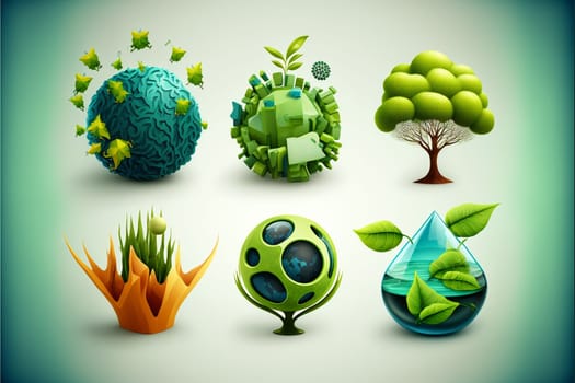 Ecology icon set, included icons as eco product, clean energy, renewable power, recycle, reusable, go green