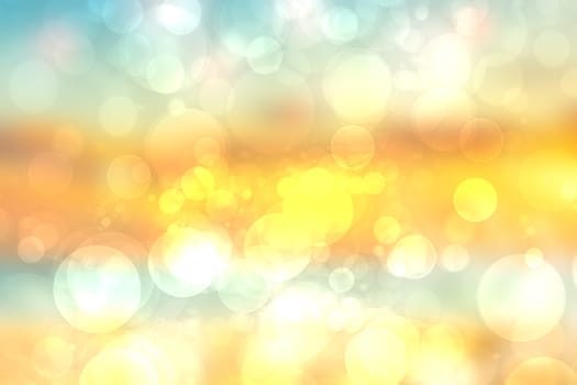 Abstract bright gradient motion spring or summer landscape texture background with natural gold yellow bokeh lights and blue bright sunny sky. Beautiful backdrop with space for design.