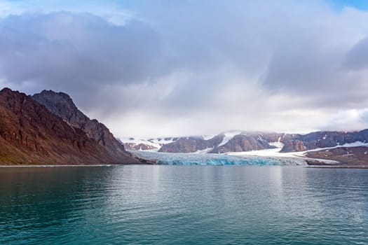 Approaching the 14th of July Glacier in the High Arctic in the Svalbard Islands in Norway