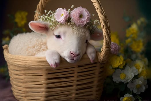 Baby lamb with flower crown