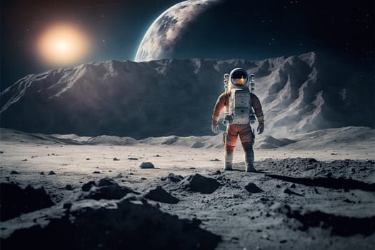 Astronaut in outer space. Space travel copncept