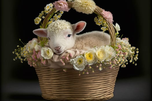 Baby lamb with flower crown