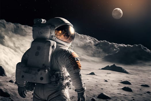 Astronaut in outer space. Space travel copncept