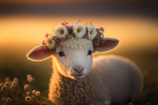 Baby lamb with flower crown