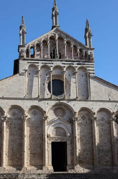 The Cathedral of Saint Cerbonius with Bell tower at the Garibaldi square in Massa Marittima. Italy