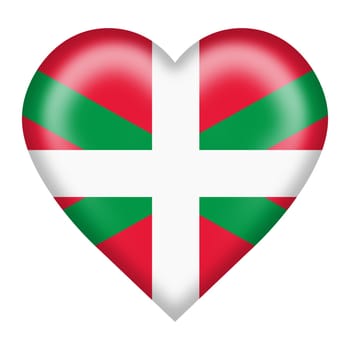 A Basque flag heart button isolated on white with clipping path 3d illustration