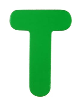 An upper case T magnetic letter on white with clipping path