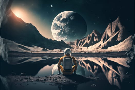 Astronaut in outer space. Space travel copncept