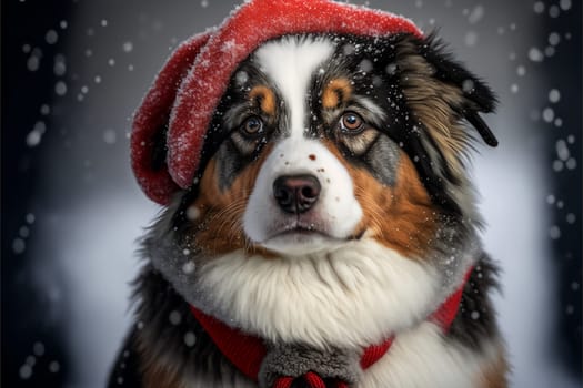 Christmas australian shepherd, holiday concept