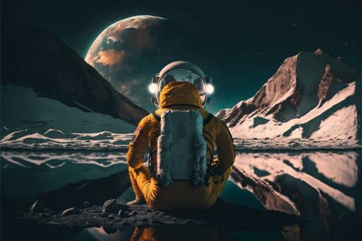 Astronaut in outer space. Space travel copncept