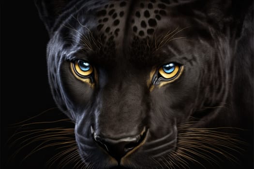 Black panther face on black background