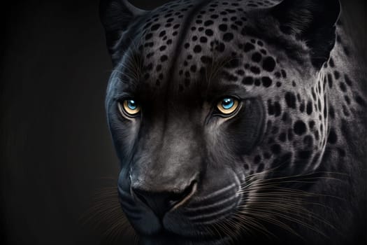 Black jaguar face on black background