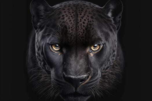 Black panther face on black background