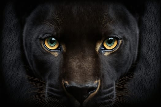 Black panther face on black background
