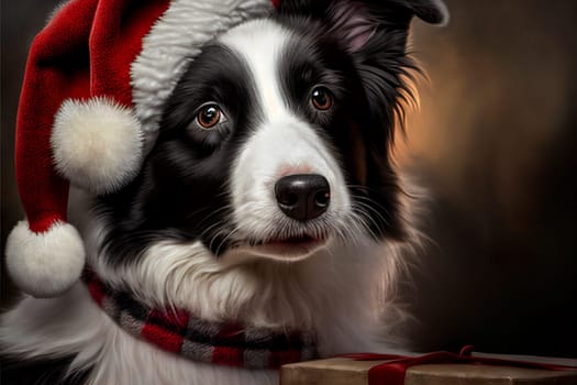 Christmas border collie, holiday concept