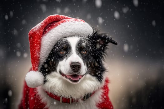 Christmas border collie, holiday concept