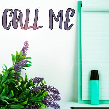 Writing displaying text Call Me, Business approach Asking for communication by telephone to talk about something