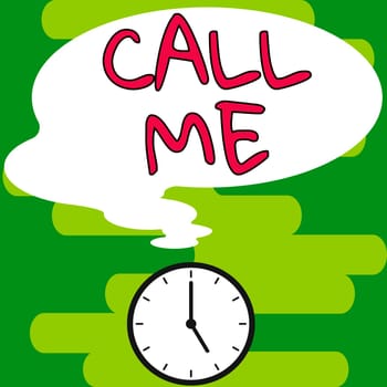 Conceptual caption Call Me, Conceptual photo Asking for communication by telephone to talk about something