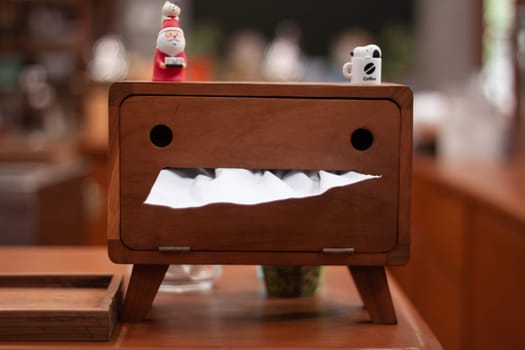 Wooden box of tissue paper, stock photo