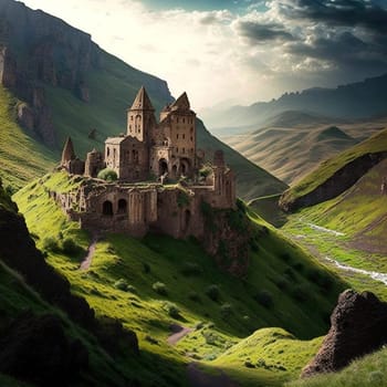 This breathtaking piece captures the ancient and majestic beauty of the Icheri Shahry Madrassah, an ancient citadel nestled in the mountains of Azerbaijan. The intricate details and rich history of the structure are highlighted against the stunning natural backdrop.