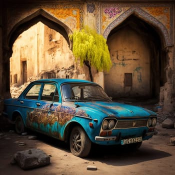 This stunning piece captures the sleek and majestic beauty of the AzSamand car, set against the breathtaking backdrop of Azerbaijan's lush landscape. The vibrant colors and dynamic composition showcase the car's sleek lines and powerful presence.