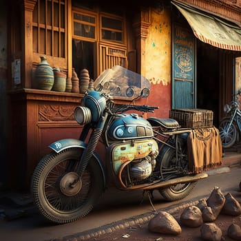 A beautifully rendered image of a sleek and powerful motorcycle glistening in the sun, set against the backdrop of a picturesque Argentinean landscape. The image is generated with the use of an AI.