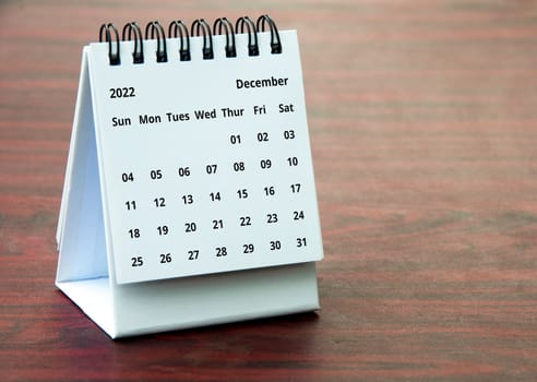 December 2022 calendar with customizable space for text or ideas. Copy space.