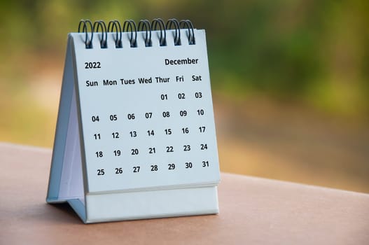 December 2022 calendar with customizable space for text or ideas. Copy space.