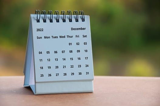 December 2022 calendar with customizable space for text or ideas. Copy space.