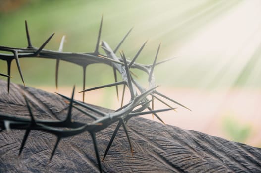 Crown of thorns with customizable space for the and Christian quotes. Copy space and Christianity concept.