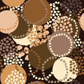 Brown seamless pattern with round shapes and circles