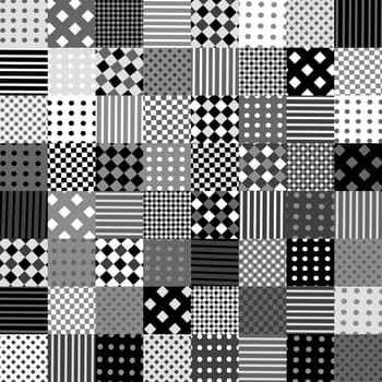 Black and white geometrical pattern in patchwork style  for background, wrapping paper, fabric