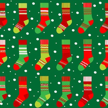 Christmas socks  winter seamless pattern
