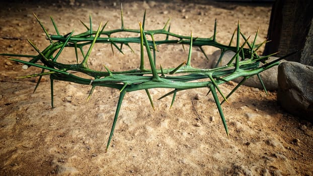 Crown of thorns with customizable space for the and Christian quotes. Copy space and Christianity concept.