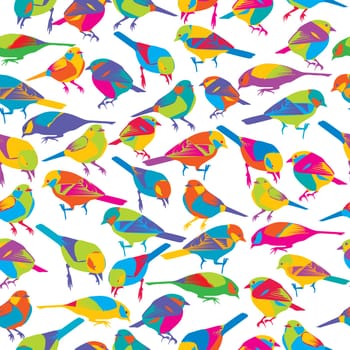 Seamless pattern with colorful birds