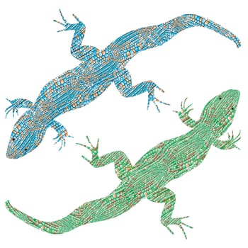 Two lizards  in realistic style isolated on white background