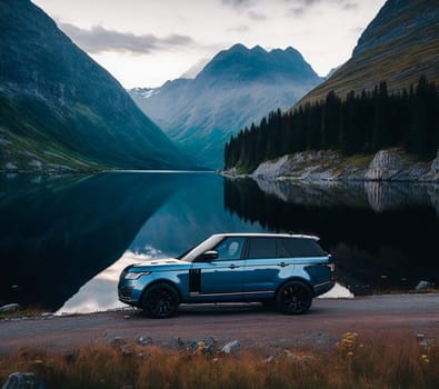 The car itself is a luxurious and powerful vehicle, perfectly at home in such a stunning location. Whether you're a car enthusiast or simply appreciate stunning landscapes, this image is sure to delight and inspire.