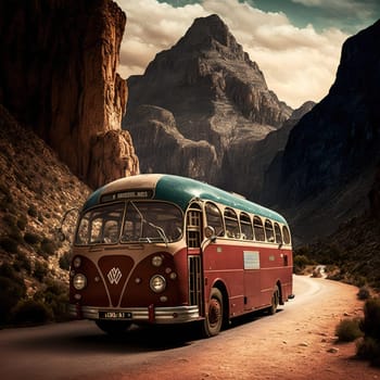A beautiful photograph of an Alfa Romeo bus on the road in Spain, showcasing the classic car's sleek and sporty design. The image captures the vehicle's smooth and powerful presence as it glides through the Spanish landscape. The photograph illustrates the car's timeless beauty and its enduring appeal as an Italian icon.