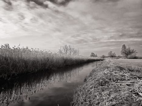 small canal in Brandenburg countryside, Germany