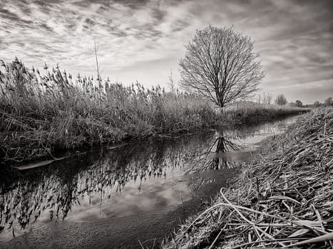 small canal in Brandenburg countryside, Germany