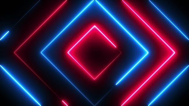Neon polygons. Computer generated 3d render