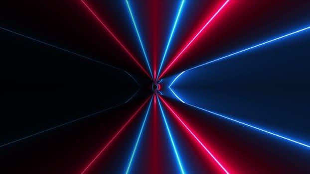 Neon lines tunnel. Computer generated 3d render